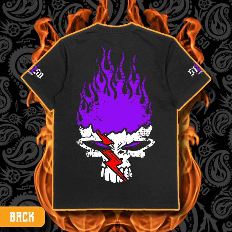Cash O'Reilly X 5150 Clothing Co. | Standard Issue Black T-Shirt | CASH Flamin' Purple - Image 3